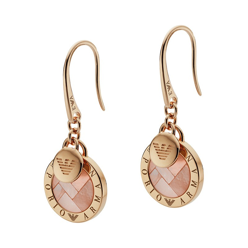 阿玛尼 玫瑰金 耳饰