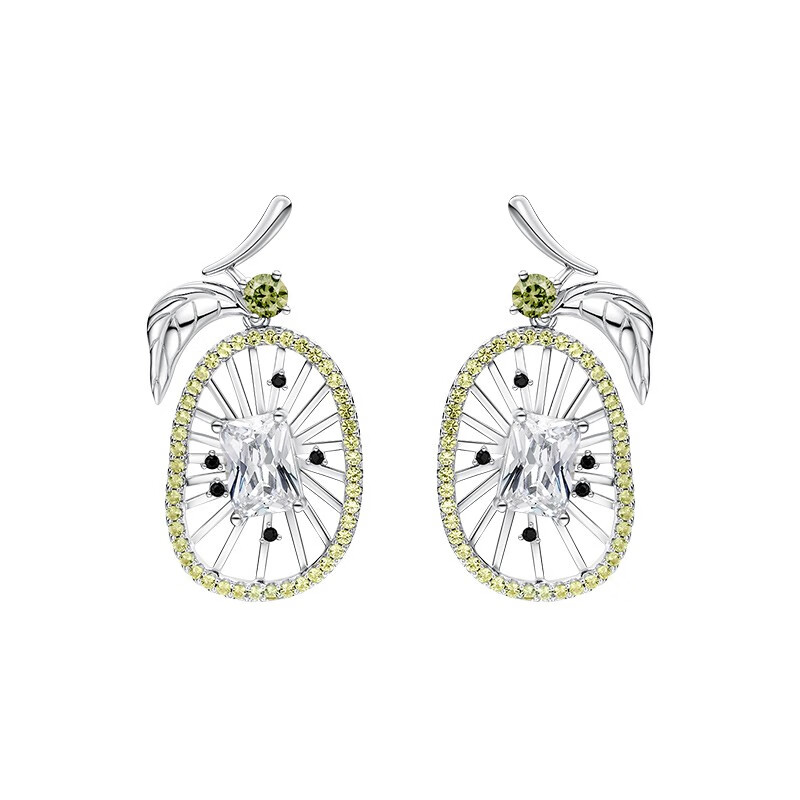 何方珠宝 镂空奇异果耳饰