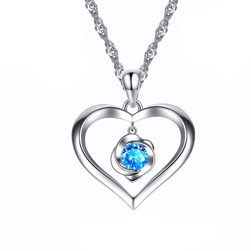 卡诗诺 纯银心形锁骨链项链