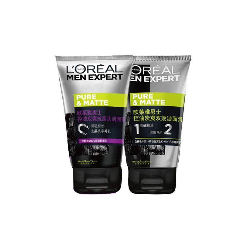 欧莱雅 控油磨砂淡痘男士洁面乳
