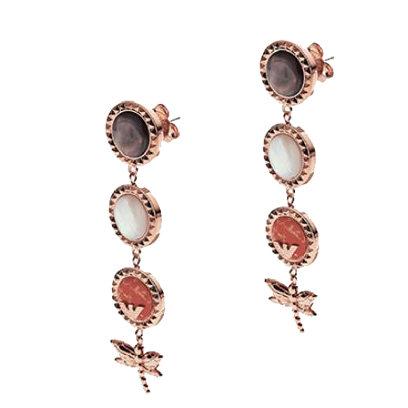 阿玛尼 玫瑰金 耳饰