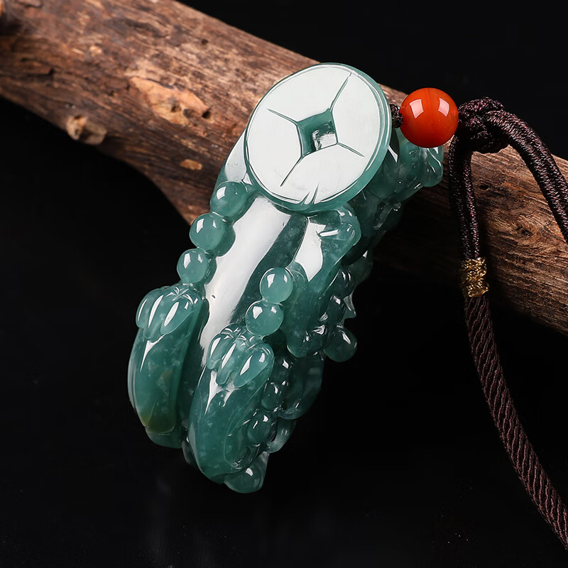 祥祯福 红色顶珠翡翠吊坠