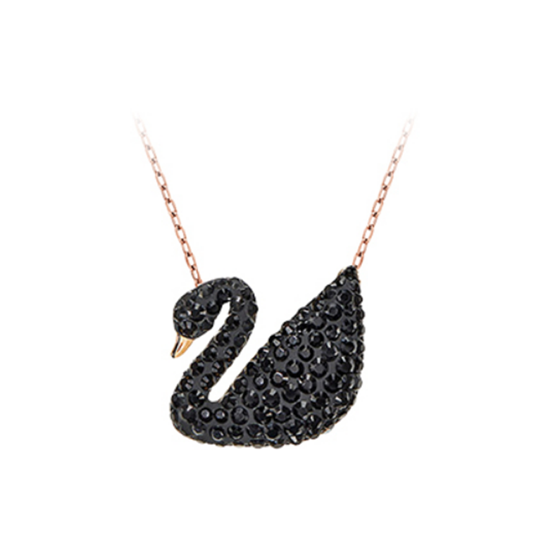 施华洛世奇黑天鹅玫瑰金色项链