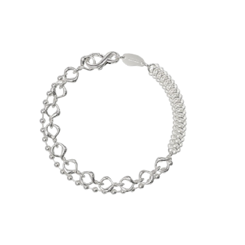 KVK 铜镀白金 拼接手链