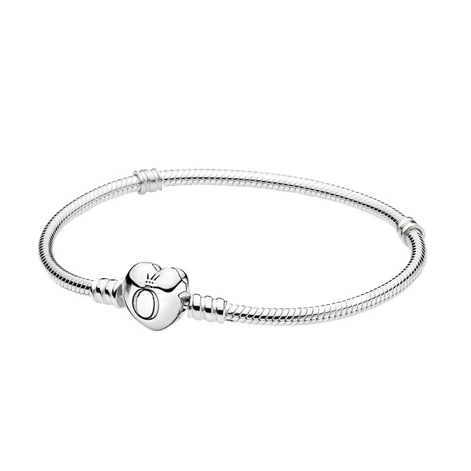 潘多拉 心形扣银手链