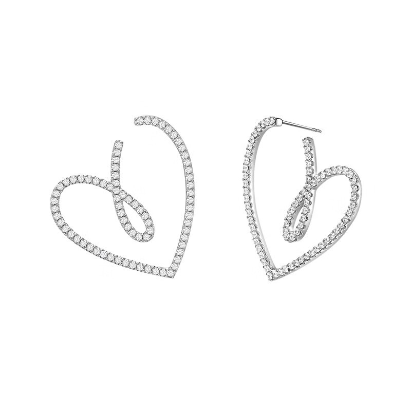 何方珠宝 丝带爱心 耳环