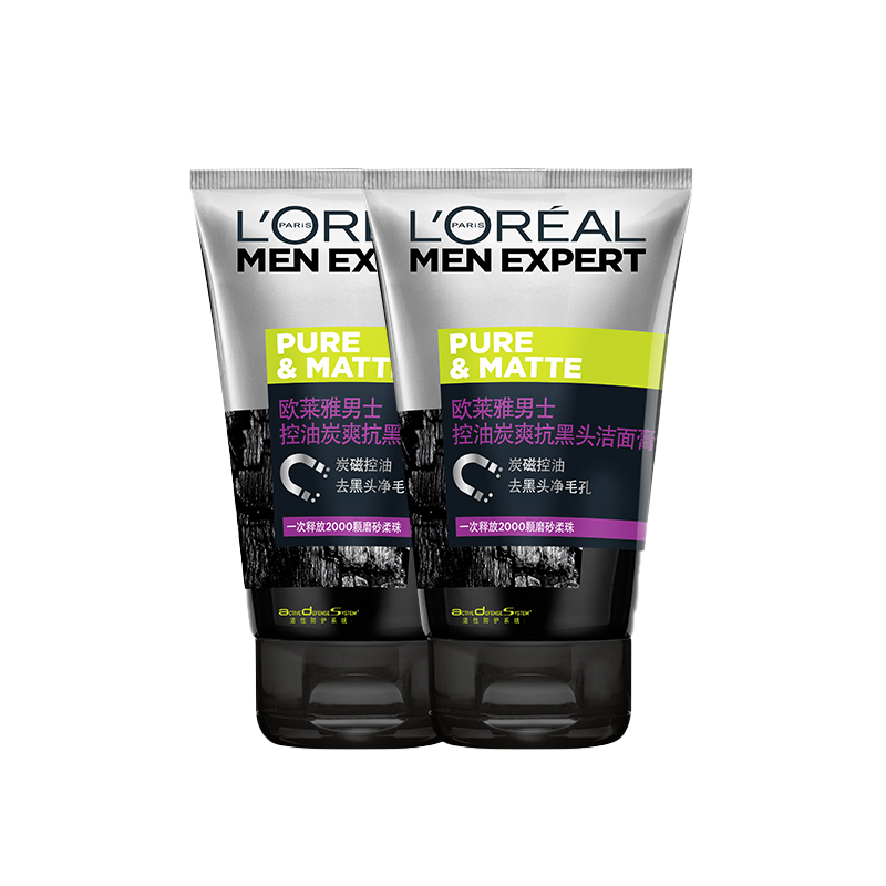欧莱雅 控油炭爽抗黑头洁面膏