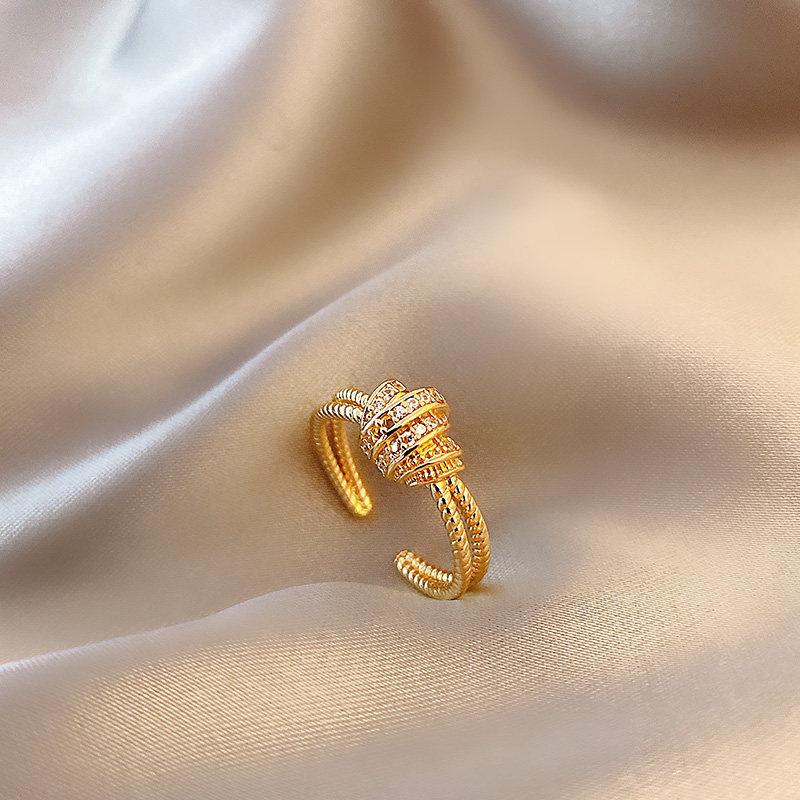 月随人 双层微镶 开口戒指