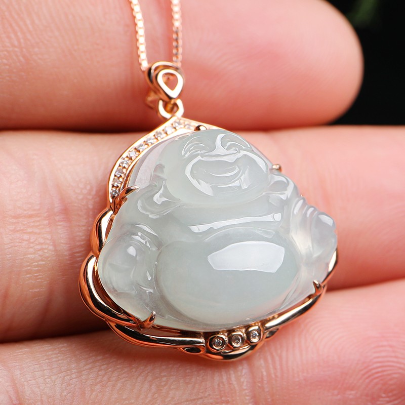 珍唯伊 18K链式翡翠吊坠