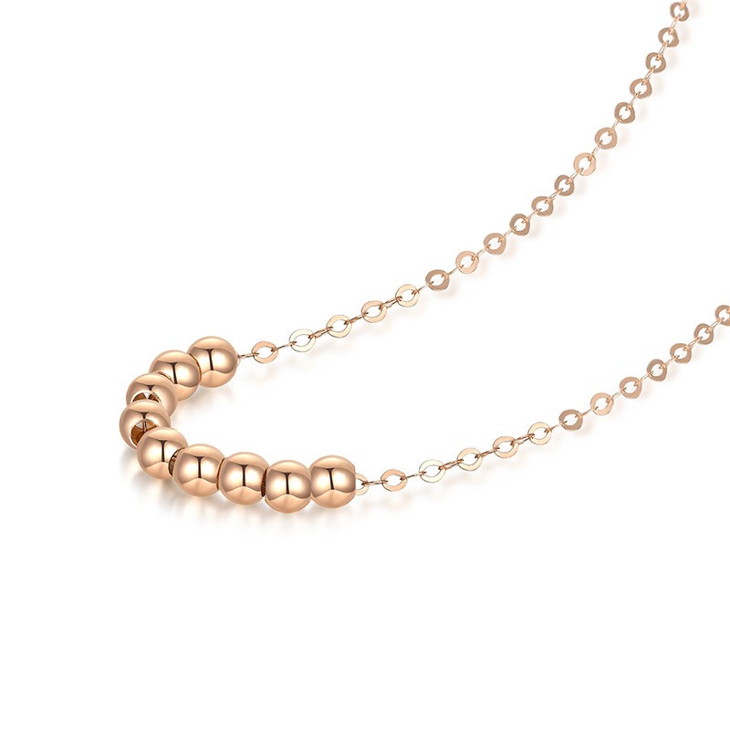 法卡曼玫瑰金转运珠项链