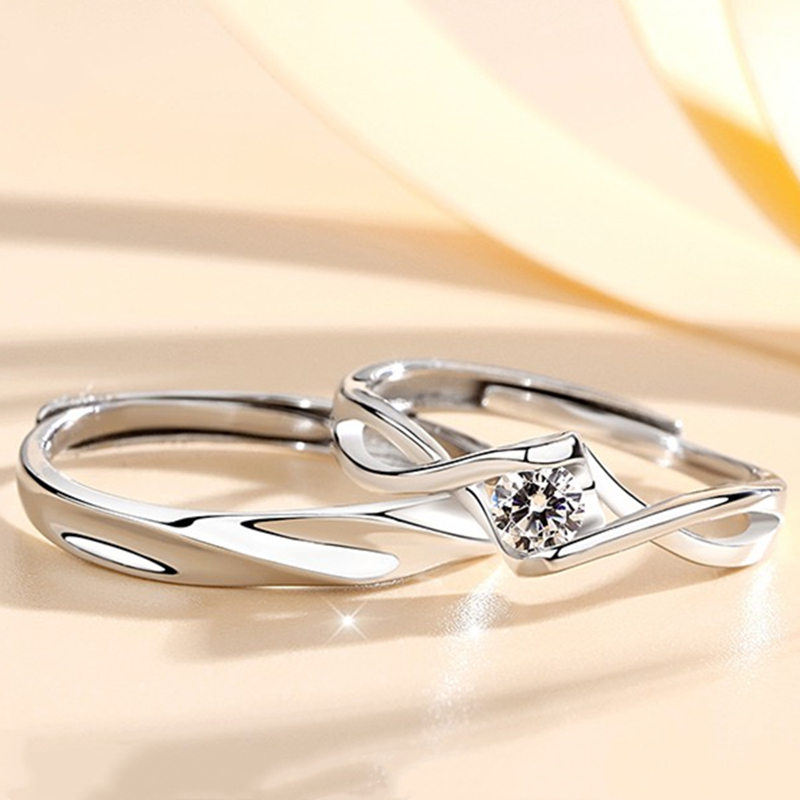 唯一浪漫相约可调节银饰情侣对戒