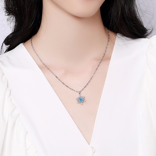 筑梦银 唯美雪花项链