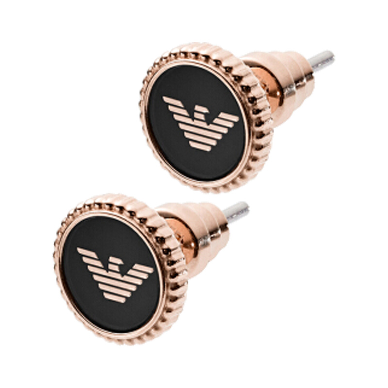 阿玛尼玫瑰金鹰标耳饰