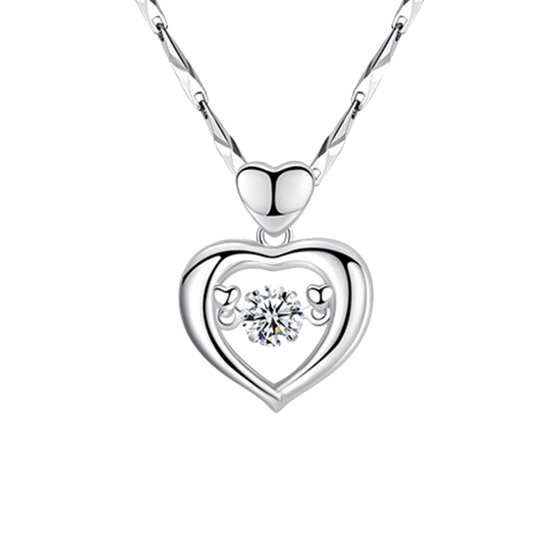 圣雅罗 镶钻心形项链