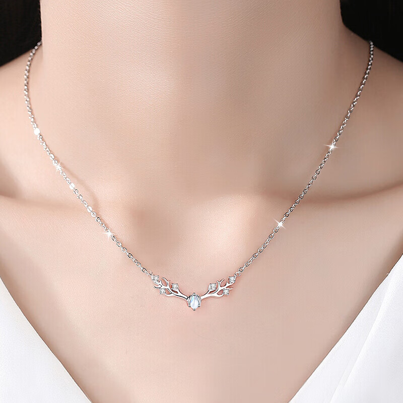 建禄 月光石银项链