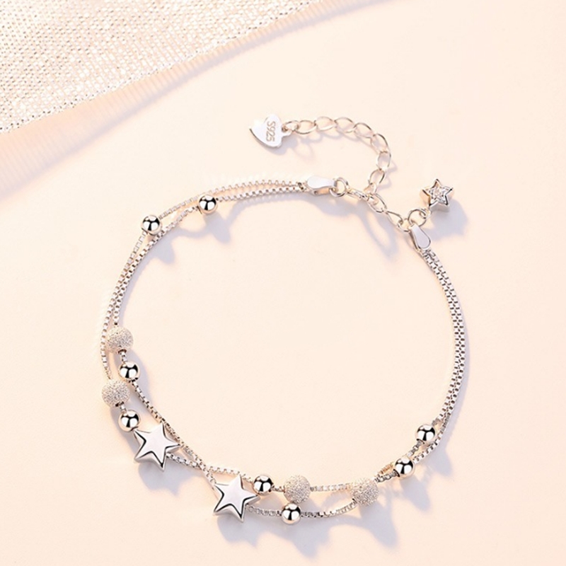 银千惠星星女款银饰手链