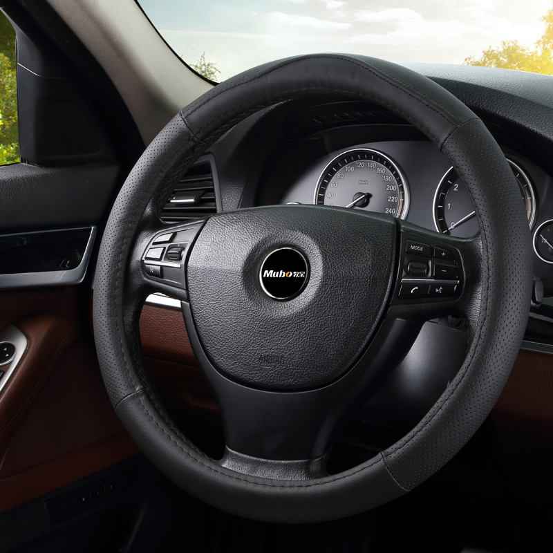 牧宝 圆形真皮汽车方向盘套
