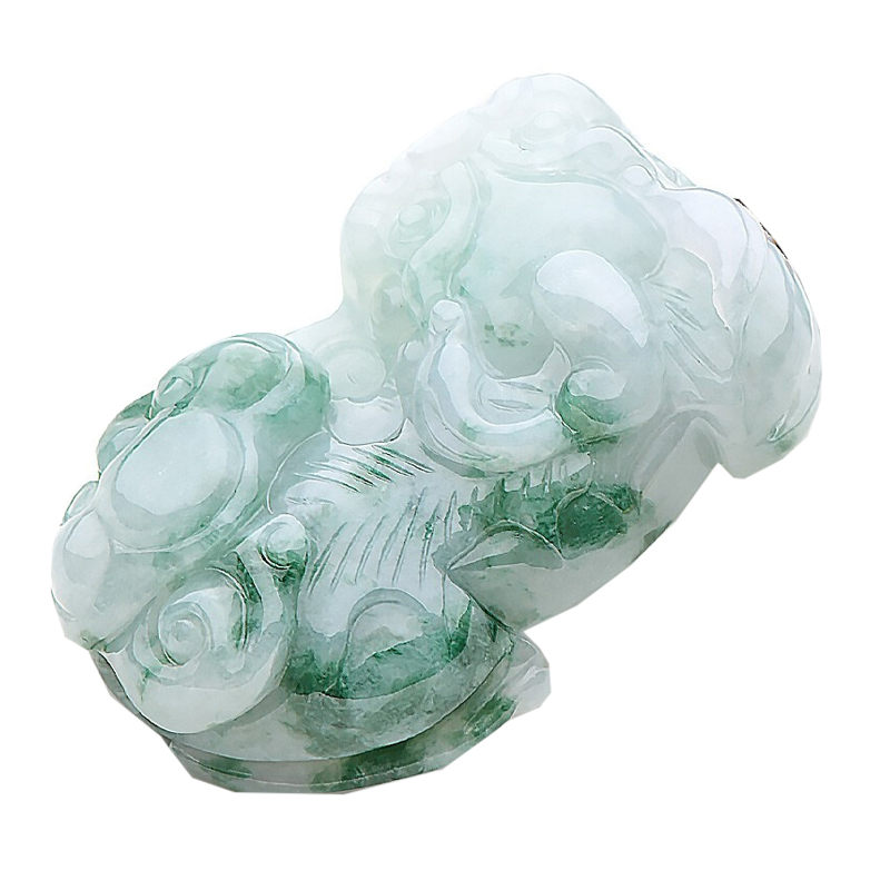 可玉可求 冰糯飘蓝花翡翠吊坠