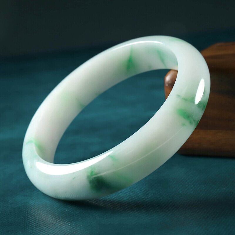 净心石 深绿飘花翡翠手镯