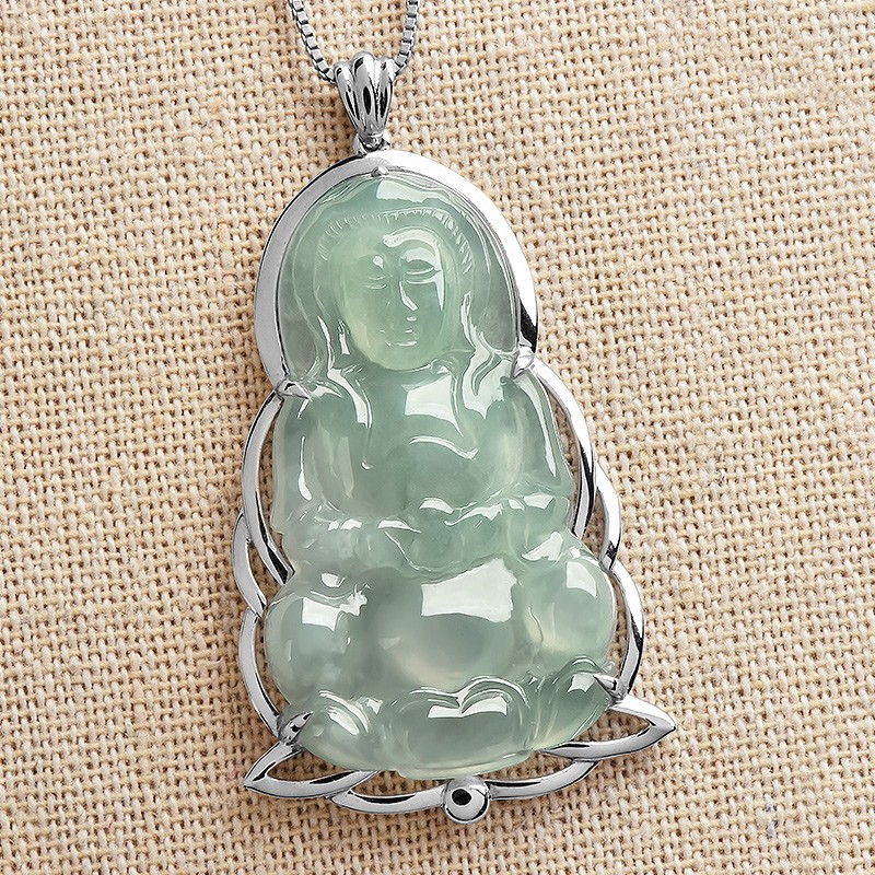 绿翠玉楼 18K金冰种翡翠吊坠