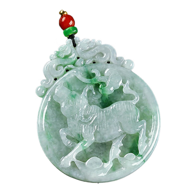 碧玉尊飘绿生肖牛吊坠