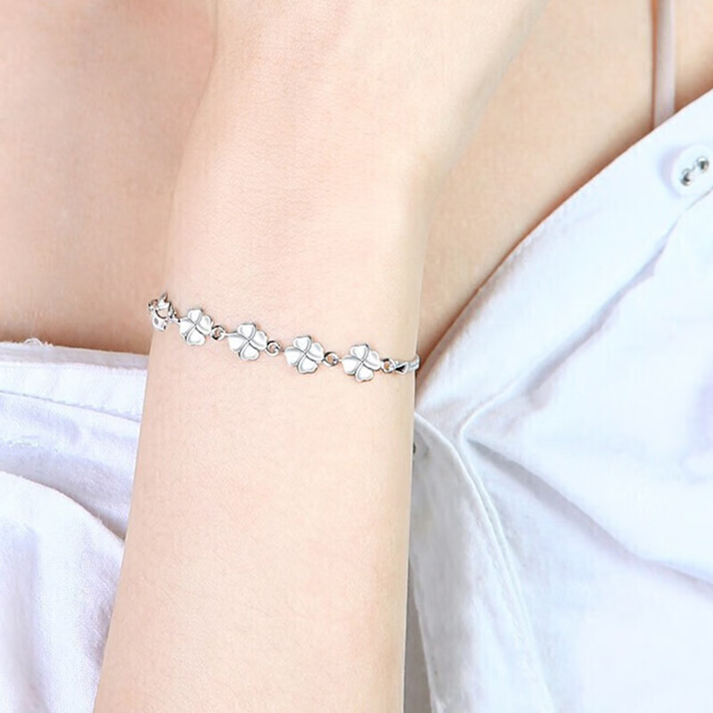 卡蒂罗 925银四叶草手链