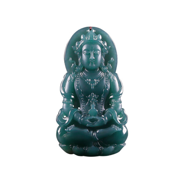 王翠玉器 老蓝观音翡翠吊坠