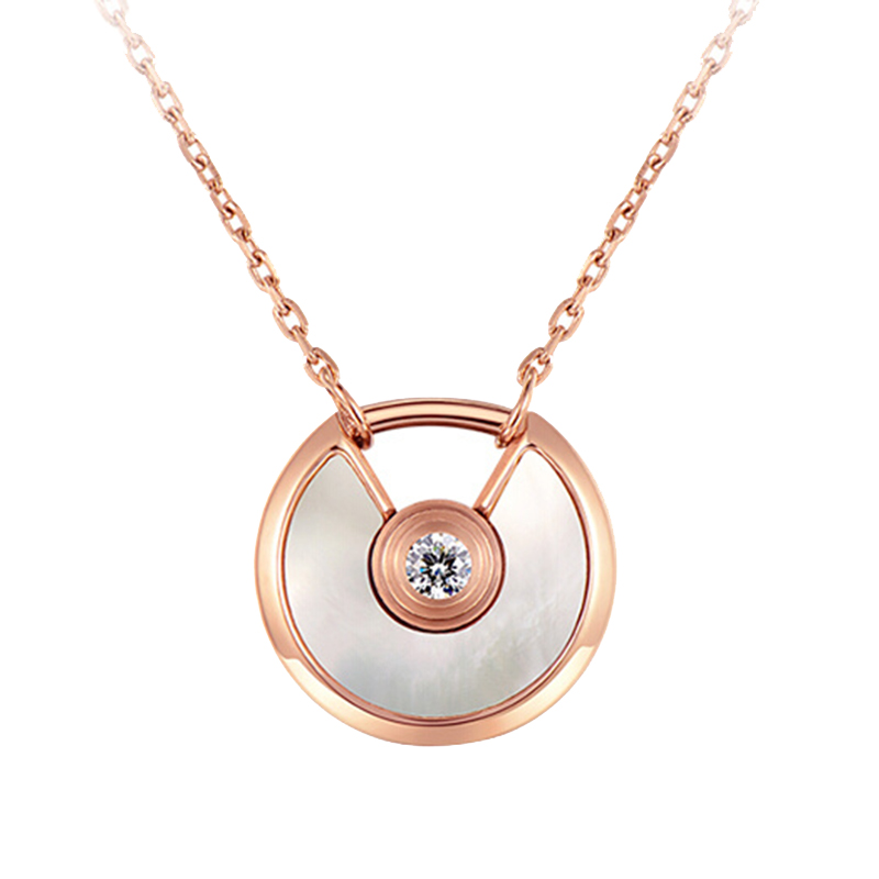 幸运吉拉 平安锁扣玫瑰金项链