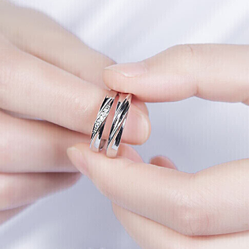 卡蒂罗活口可调银饰情侣对戒