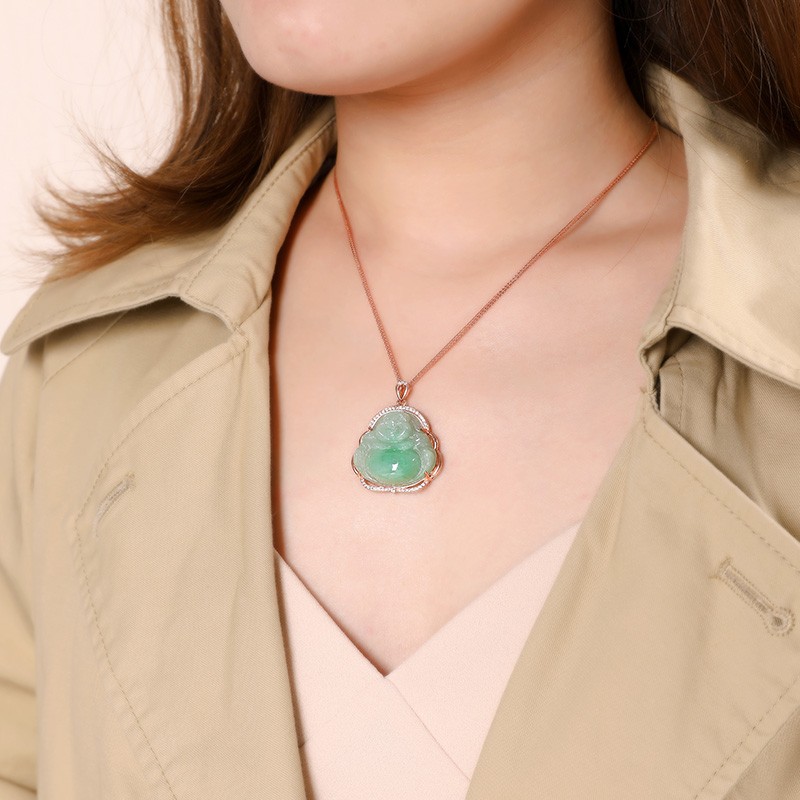 祥祯福 银镶嵌翡翠吊坠