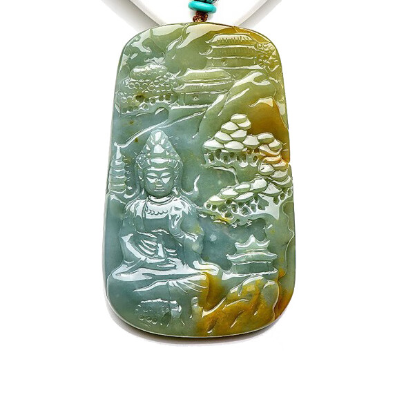 千载一玉 飘黄观音翡翠吊坠