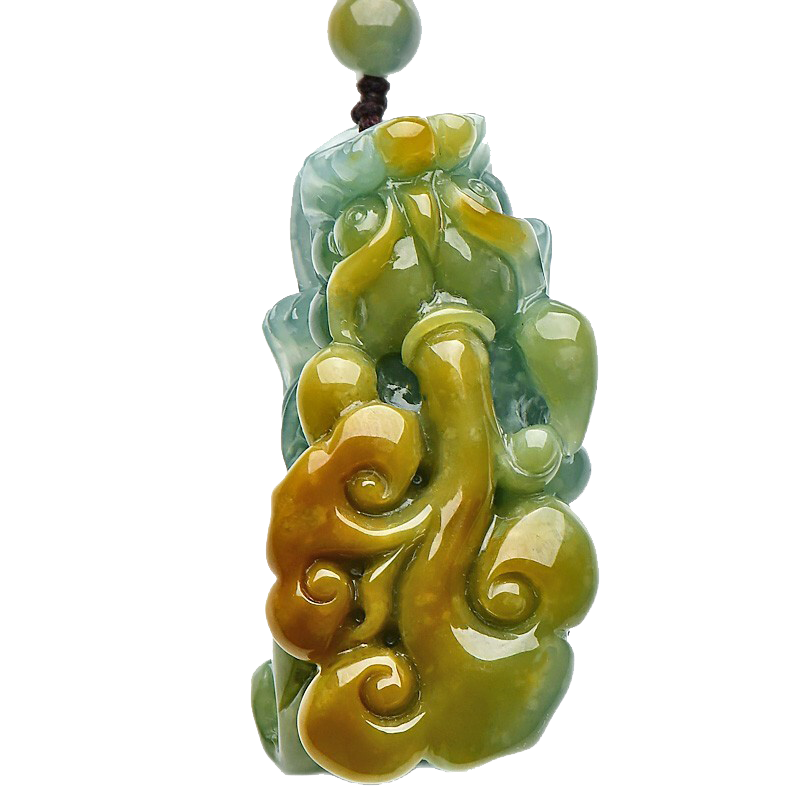 可玉可求 翡翠貔貅和田玉吊坠