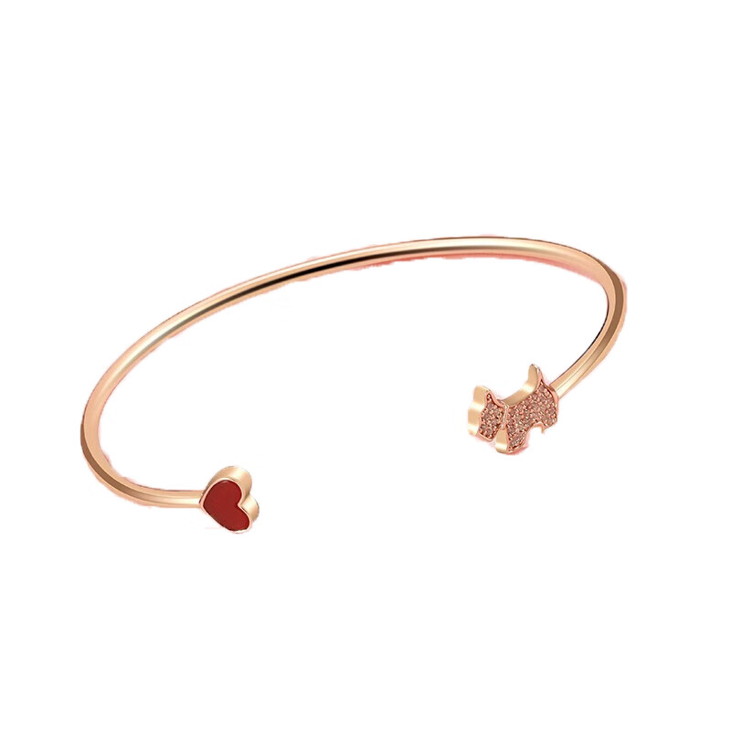 瑷嘉莎 红色爱心小狗手链