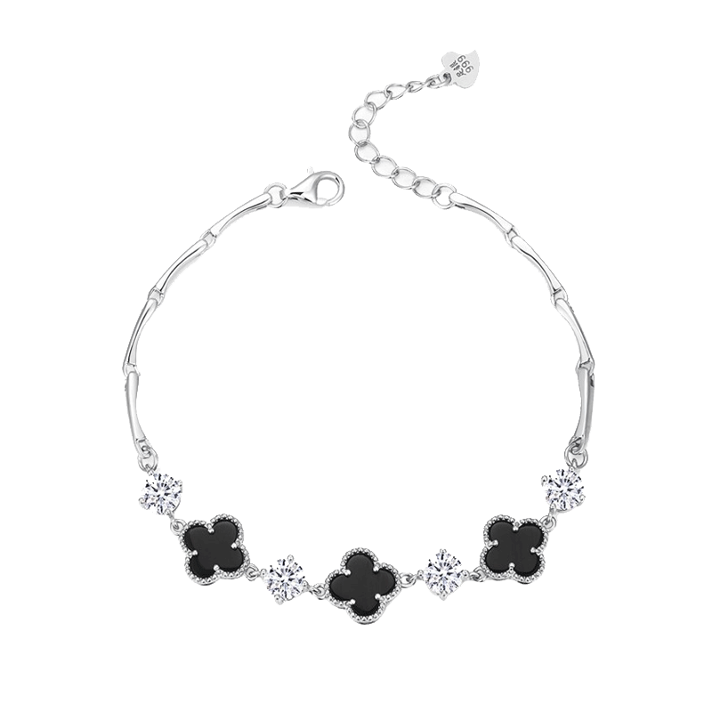 劳拉图 黑玛瑙四叶草手链