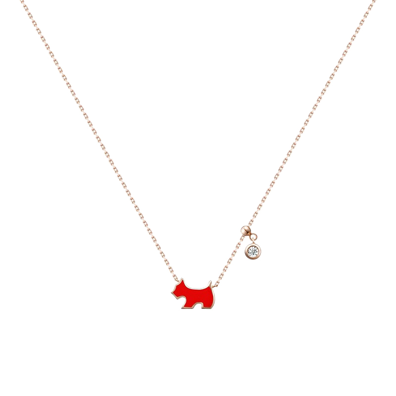 AGATHA 钻石红色小狗项链