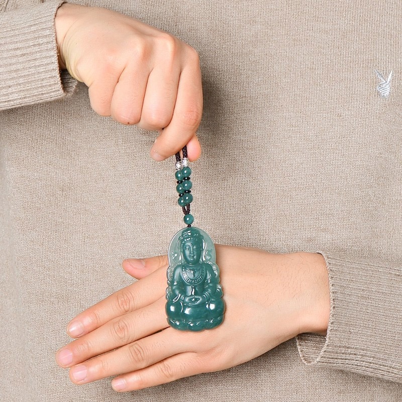 可玉可求 深绿色观音 翡翠吊坠