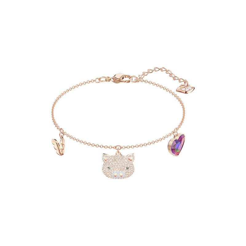 施华洛世奇 萌趣小猪爱心手链