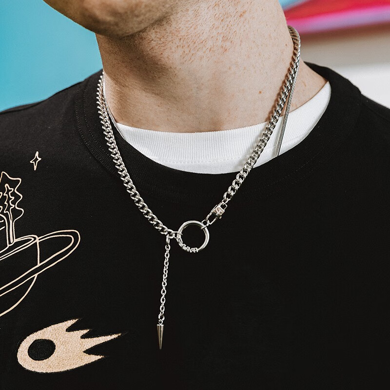 古由卡 潮牌时尚追心环扣项链