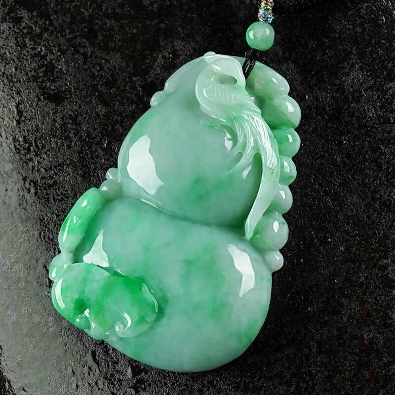 碧玉尊 天然冰糯种翡翠葫芦吊坠