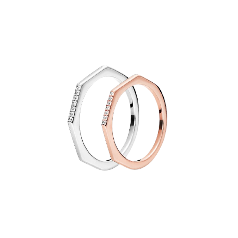 Pandora 银色多边形戒指