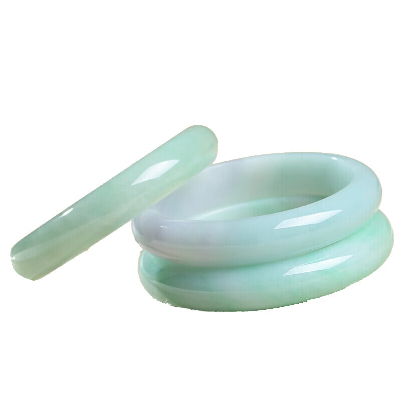 印象眸A货翡翠宽边飘绿玉手镯