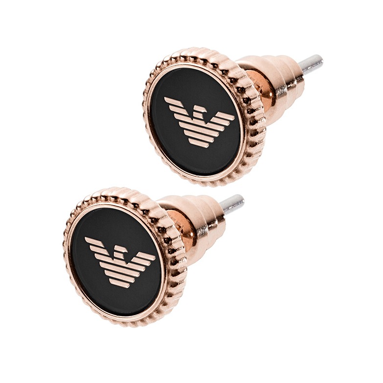 阿玛尼 玫瑰金鹰标耳饰