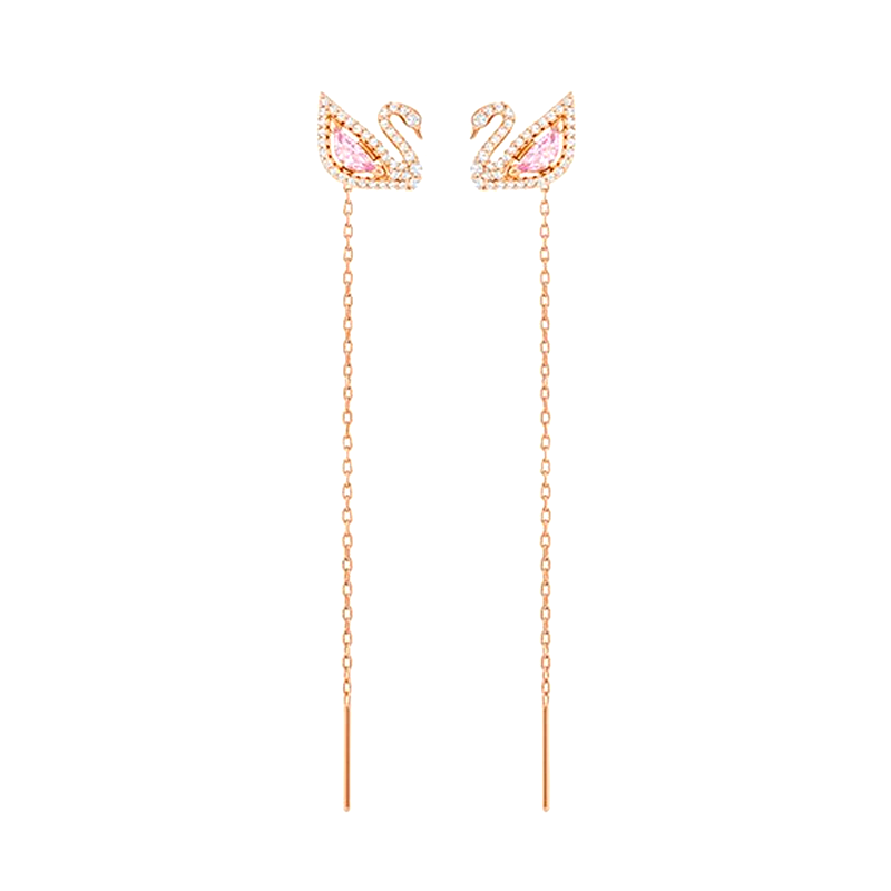 施华洛世奇 粉天鹅 耳环