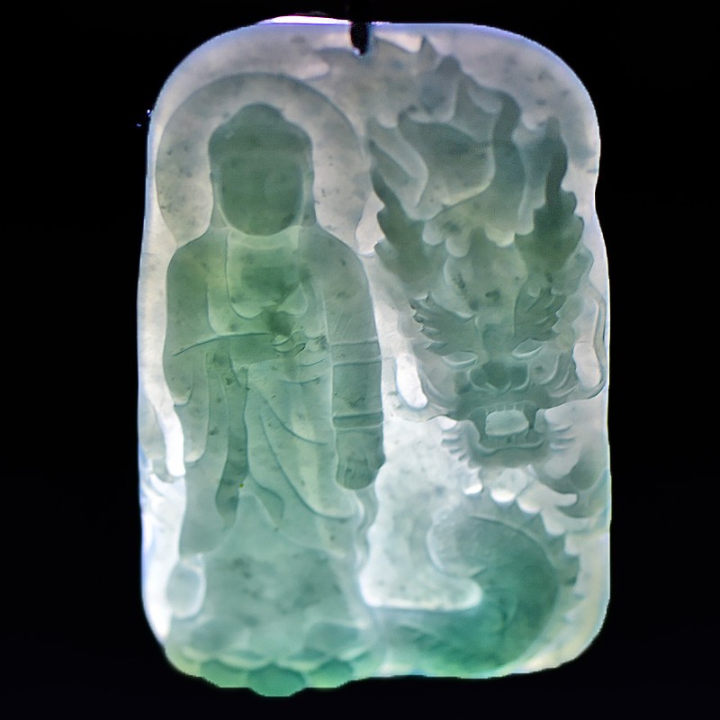 可玉可求 乘龙观音翡翠吊坠