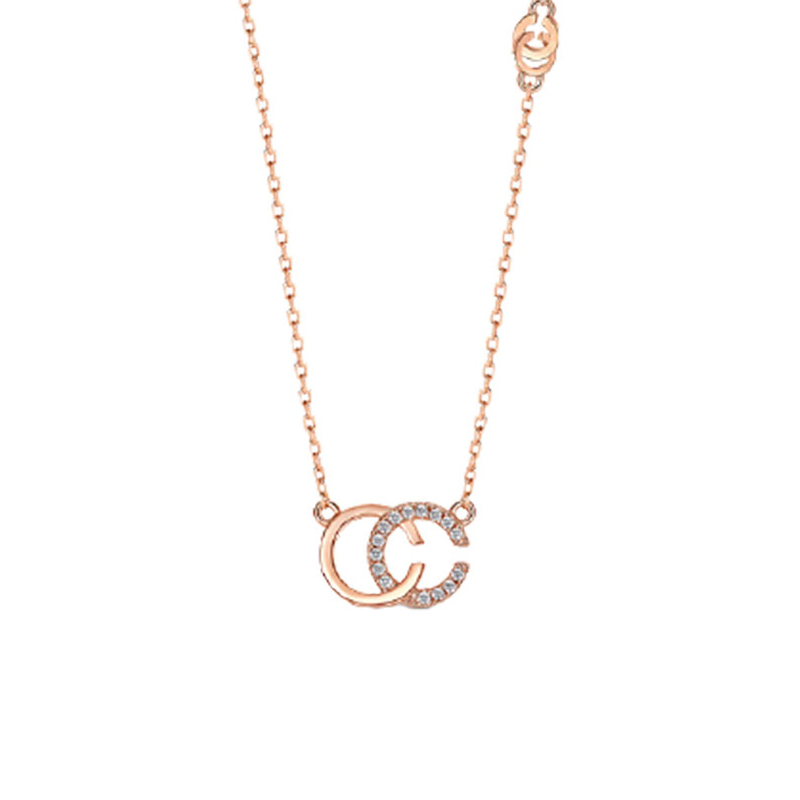T400 双C字母银项链