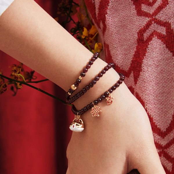 AJIDOU 酒红色手链