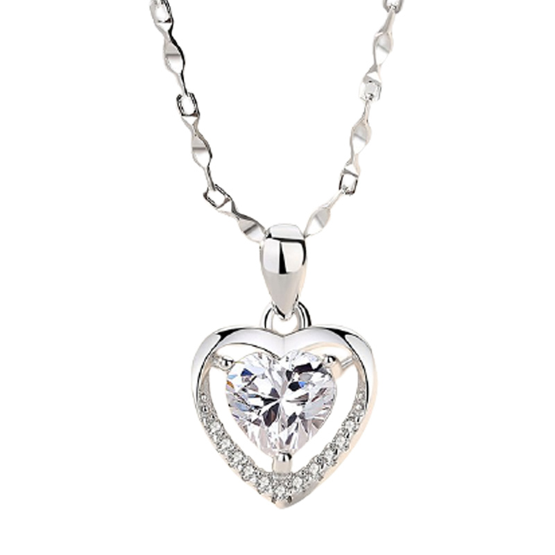 圣雅罗 镶钻心形项链