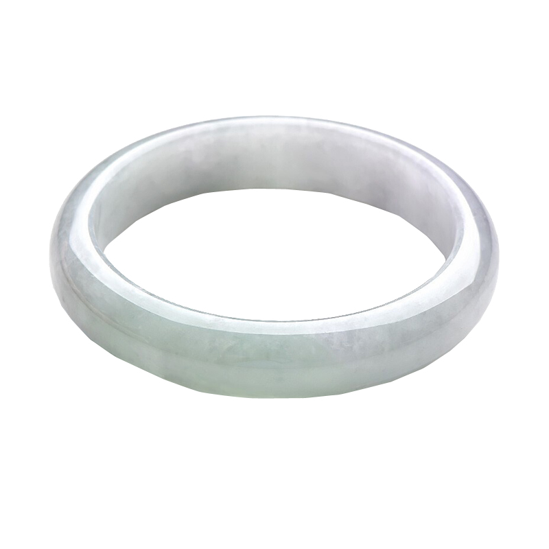 千载一玉 淡绿色飘花 翡翠手镯