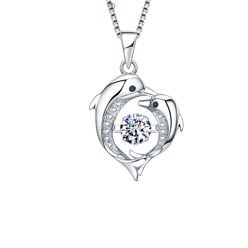 翠登 时尚海豚之恋项链