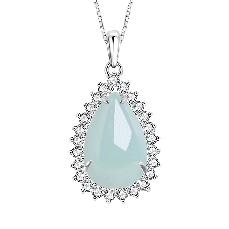 珍唯伊 s925银镶翡翠吊坠